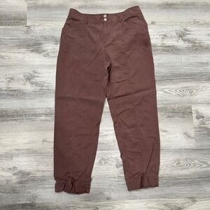 LOFT Cropped‎ Pants Ankle Button Detail Casual Trousers Brown Size 6